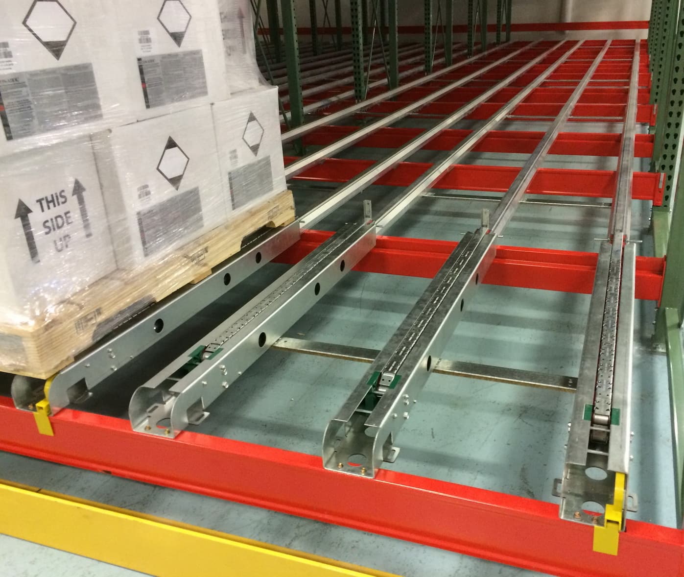Pallets on SunRing flow rails
