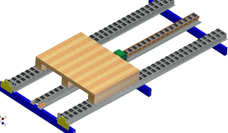 Spring Rail system installed under a pallet